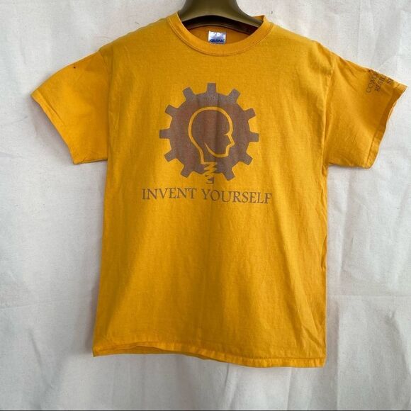 Mens T shirt Bold Invent Yourself yellow medium - Picture 1 of 6